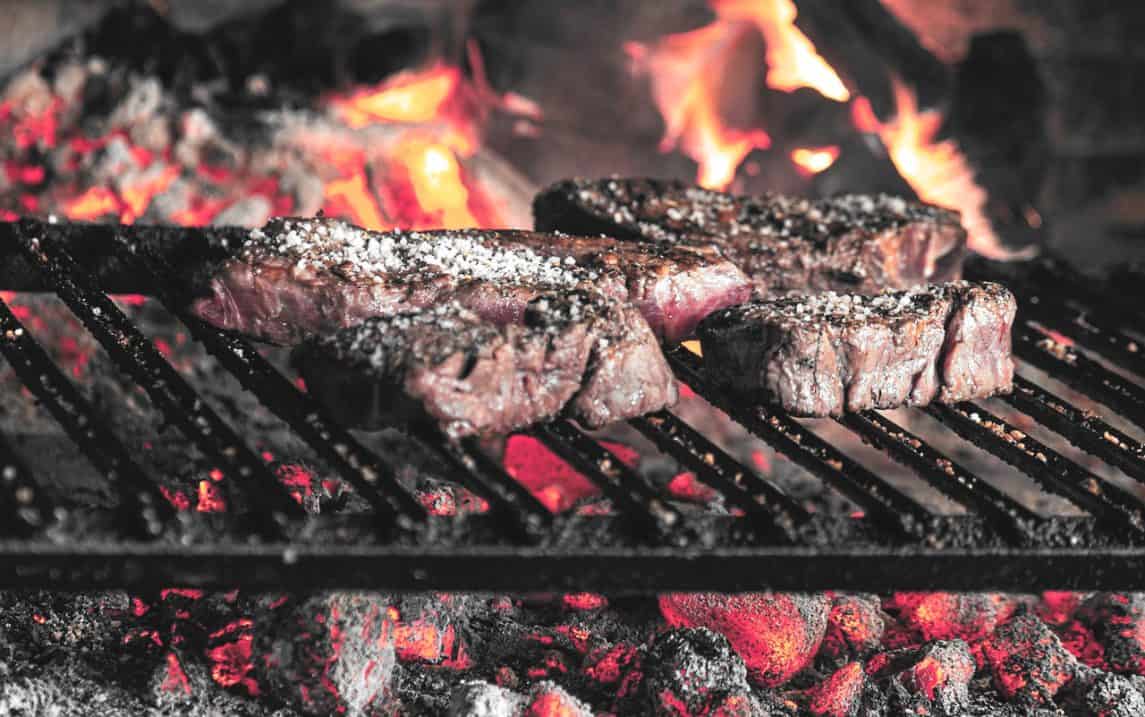 grilled steak slices